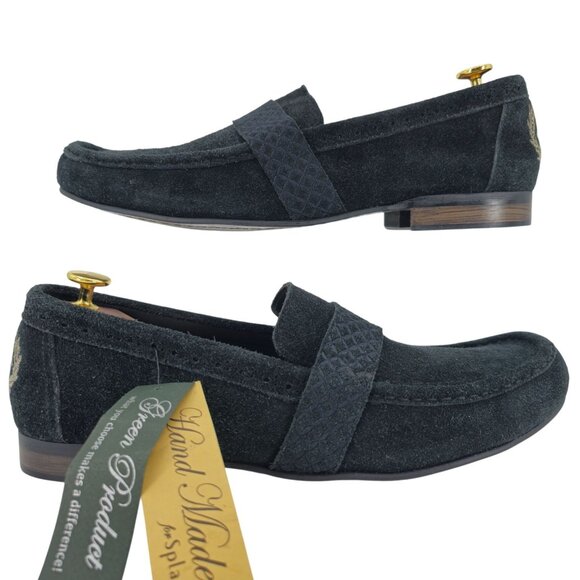 NEW Turk & Fillmore London Dress Shoes Black Suede Mens 12 Handmade Loafers UK - Picture 8 of 11